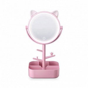 Зеркало для макияжа с подсветкой и органайзером LED Mirror "Кошка"
