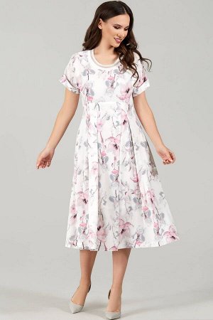 Платье Платье Teffi style 1494 розовые лилии 
Состав ткани: ПЭ-95%; Спандекс-5%; 
Рост: 164 см.

Платье женское с фигурным подрезом выше линии талии, частично на подкладке. Лиф платья с коротким цель