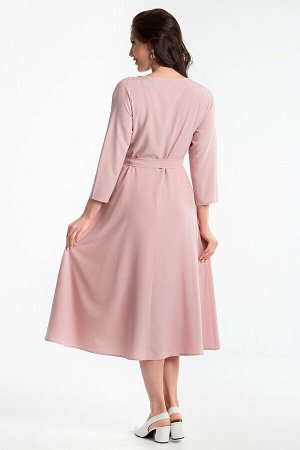 Платье "Глория" с пояском (розовая пудра, кружево) П1387-11