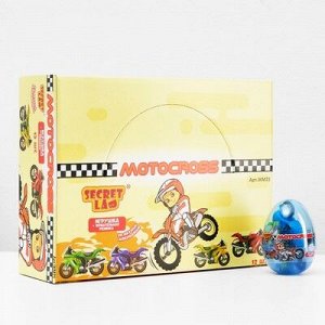 Жевательная резинка Secret Lab "Motocross" Апельсин и игрушка, в пластиковом яйце 7 г
