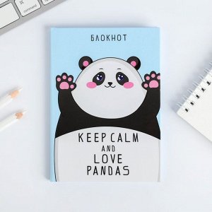 Блокнот А6 в твердой обложке Keep calm and love pandas, 40 листов