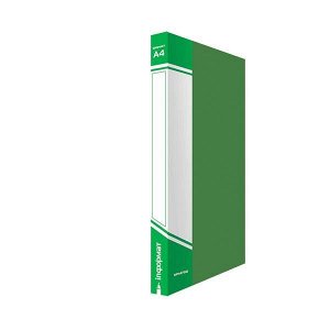 Папка А4, с бок. прижимом, корешок 21 мм, карман на корешке, пластик 750 мкм, зеленая, INFORMAT