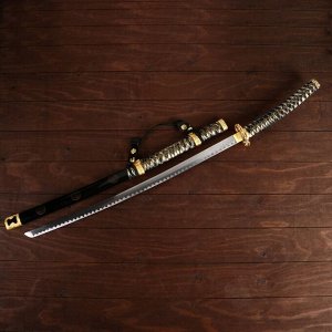 Сувенирное оружие «Катана». чёрные ножны. золотистая обмотка. 102 см