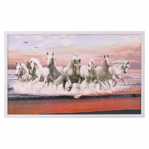 Картина "Белые кони" 64х104 см