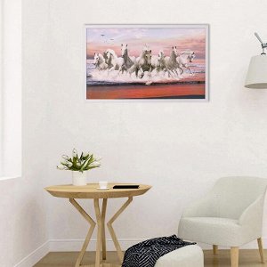Картина "Белые кони" 64х104 см