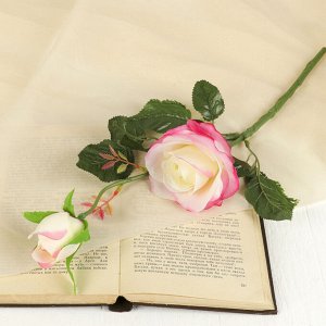 Цветы искусственные "Уральская роза" бело-розовая