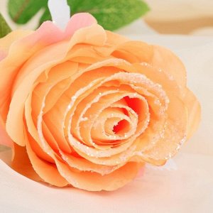 Цветок искусственный "Роза с блёстками" розовая