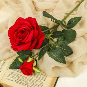 Цветы искусственные "Роза двойная Эвридика" 10*54 см, красный