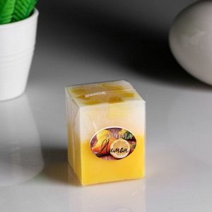 Свеча- куб с мозаикой "Лимон" ароматическая, 5?6 см