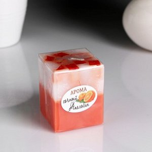Свеча- куб с мозаикой "Апельсин" ароматическая, 5?6 см