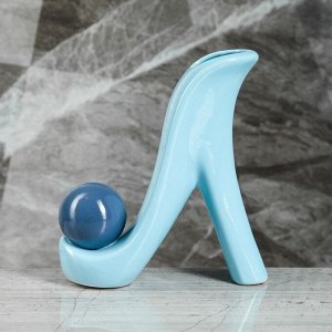 Ваза настольная "Туфелька", синий цвет, 22 см, керамика