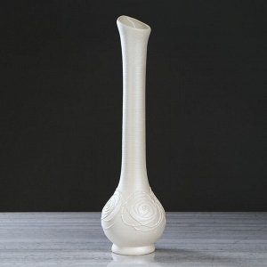 Ваза напольная "Колба", белая, ажур, 48 см, керамика