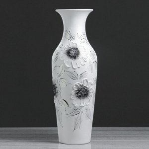 Ваза напольная "Амфора", керамика, серая, цветы, 72 см