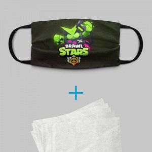 VseMaykiRu Детская маска (+5 фильтров) «BRAWL STARS VIRUS 8 BIT»