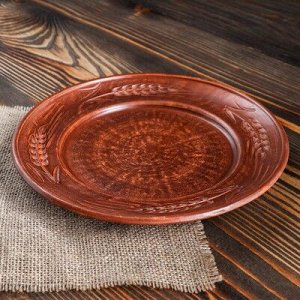 Тарелка "Лана" декор, красная глина, 21,5 см