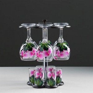 Мини-бар "Орхидея" 12 предметов, художественная роспись 200/50 мл
