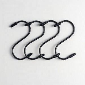 Набор крючков для рейлинга 8 см, 4 шт, цвет черный