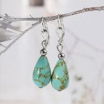 Серьги посеребрение капля &quot;Бирюза старая&quot;