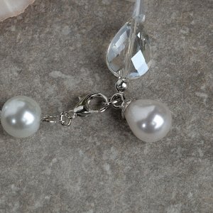 Браслет жемчуг "Сказка" кристаллики, d=1,2, цвет белый в серебре, 20см