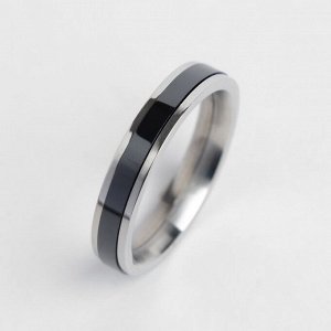 Кольцо керамика "Минимал", 4мм, цвет чёрный в серебре, 18 размер