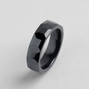Кольцо керамика "Минимал" огранка прямоугольник, 6мм, цвет чёрный, 18 размер