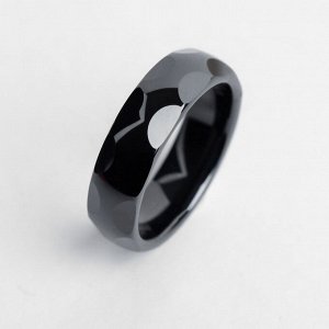 Кольцо керамика "Минимал" огранка, 6мм, цвет чёрный, 17 размер