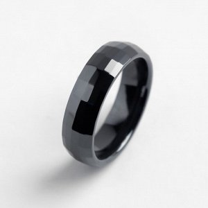 Кольцо керамика "Минимал" огранка прямоугольник мелкий, 6мм, цвет чёрный, 17 размер