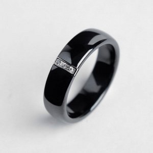 Кольцо керамика "Стразы", 6мм, цвет чёрный, 16,5 размер