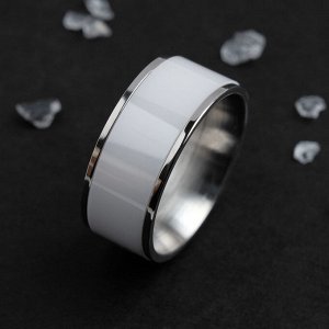 Кольцо керамика "Вайд", 1см, цвет белый в серебре, 16 размер