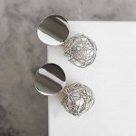 Серьги с жемчугом &quot;Шар плетёный&quot; гнездо, цвет белый в серебре