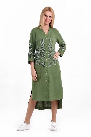 Платье женское Халат на пуговицах модель 443/1 светло-зеленый