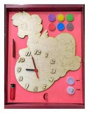 ДНИ7818 Набор для творчества Нескучные игры Часы Пони с циферблатом под роспись, с красками