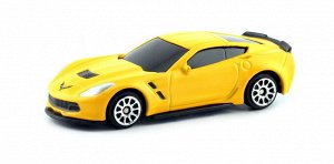 344033SM(E) Машинка металлическая Uni-Fortune RMZ City 1:64 Chevrolet Corvette, без механизмов, цвет желтый матовый, 9 x 4.2 x 4 см