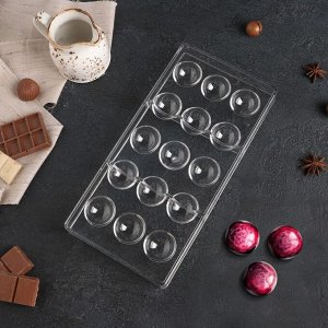Форма для шоколада KONFINETTA «Полусфера», 28?14 см, 15 ячеек