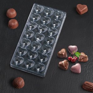 Форма для шоколада «Сердца», 28-14 см, 21 ячейка