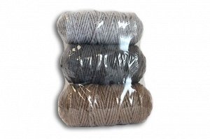 Набор шнуров хлопковых 3мм (светло серый+тёмно серый+серо коричневый)