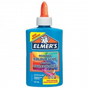 Клей канцелярский Elmers "Colour Glue", 147мл, для слаймов, синий, непрозрачный