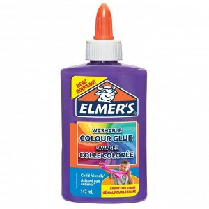 Клей канцелярский Elmers "Colour Glue", 147мл, для слаймов, фиолетовый, непрозрачный