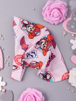 Косынка трикотажная для девочки на резинке, собачки, светло-розовый