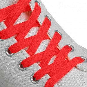 Шнурки для обуви, пара, плоские, 10 мм, 120 см, цвет красный