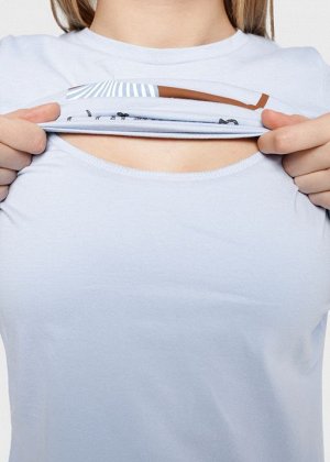 Пижама для дома (футболка, брюки) для беременных и кормления "Стивен"; голубые полоски