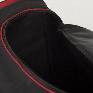 Сумка спортивная, 3 отдела на молниях, 2 наружных кармана, длинный ремень, цвет чёрный/красный