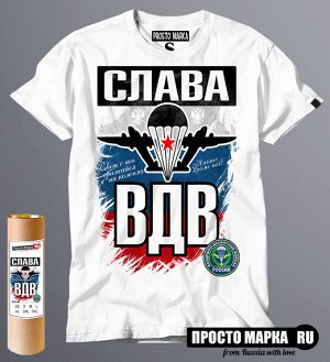 Мужская футболка Слава ВДВ с флагом России New