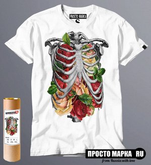 Мужская футболка Скелет с цветами