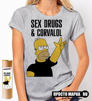 Женская футболка Sex drugs & corvalol