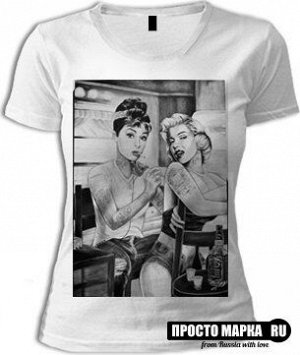 Женская футболка  Одрей Хепберн & Мэрилин Монро