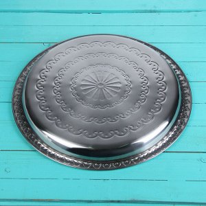 Поднос круглый «Смеяна», d=34 см, цвет серебряный