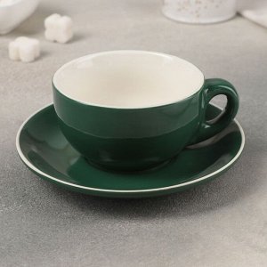 Чайная пара «Карамель», чашка 250 мл, блюдце 14,5 см, цвет зелёный