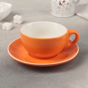 Чайная пара «Карамель», чашка 250 мл, блюдце 14,5 см, цвет оранжевый