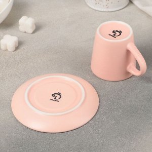 Кофейная пара  «Стелла», чашка 90 мл, блюдце 11,2 см, цвет розовый